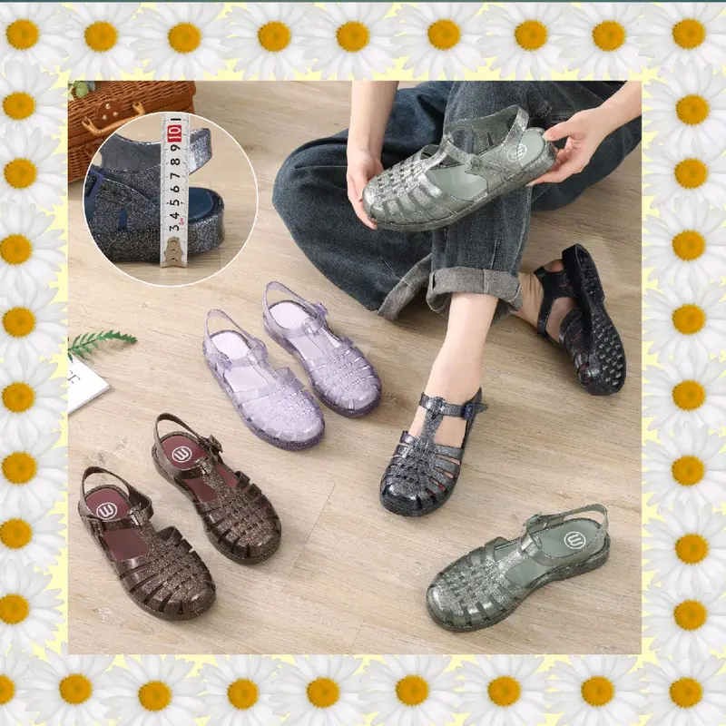 Meisha colour glitter/sandal wanita terbaru/jelly shoes/fashion sandal wanita 0