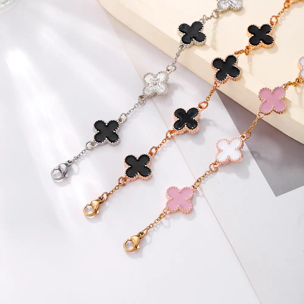 Vòng Tay cỏ bốn lá, Ba Màu Có Sẵn, Mang Lại May Mắn, Thích Hợp Cho Bạn Gái Và Bạn Bè, Có Quà Tặng Đi Kèm