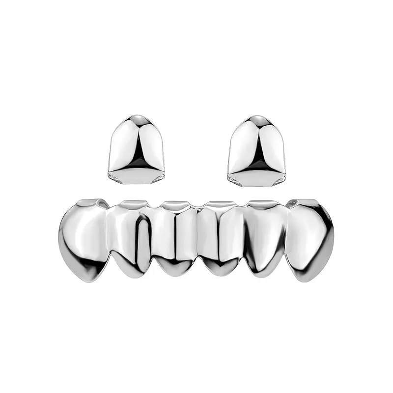 2025 NEW Gold Silver Color DIY 2/6 Top Bottom Glossy Teeth Grillz Hip Hip Tooth Caps For Women Men Jewelry Halloween Gift (Easter Gifts) Daily Gel 5