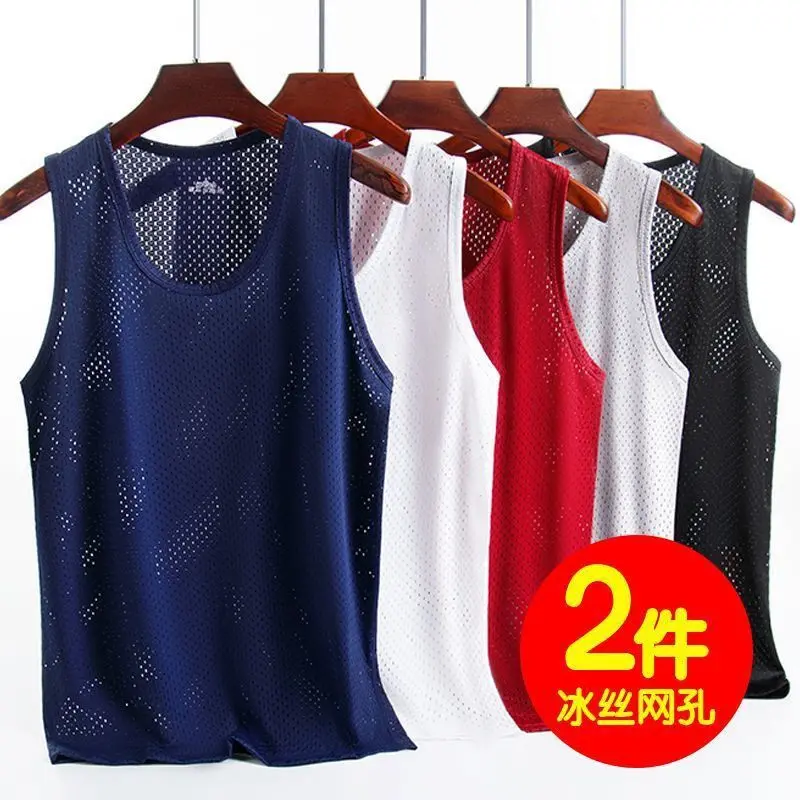 Áo Vest Lụa Lạnh Dành Cho Nam Giới, Lưới Mỏng, Thiết Kế khoét Thoáng Khí, Nhanh Khô, Thích Hợp Cho Thể Thao, Áo Ghi Lê Rộng Eo, Phong Cách Hợp Xu hướng Mùa Hè, Áo Phông Ngoại Cỡ, [Giảm Giá Đặc Biệt Tại Cửa Hàng]