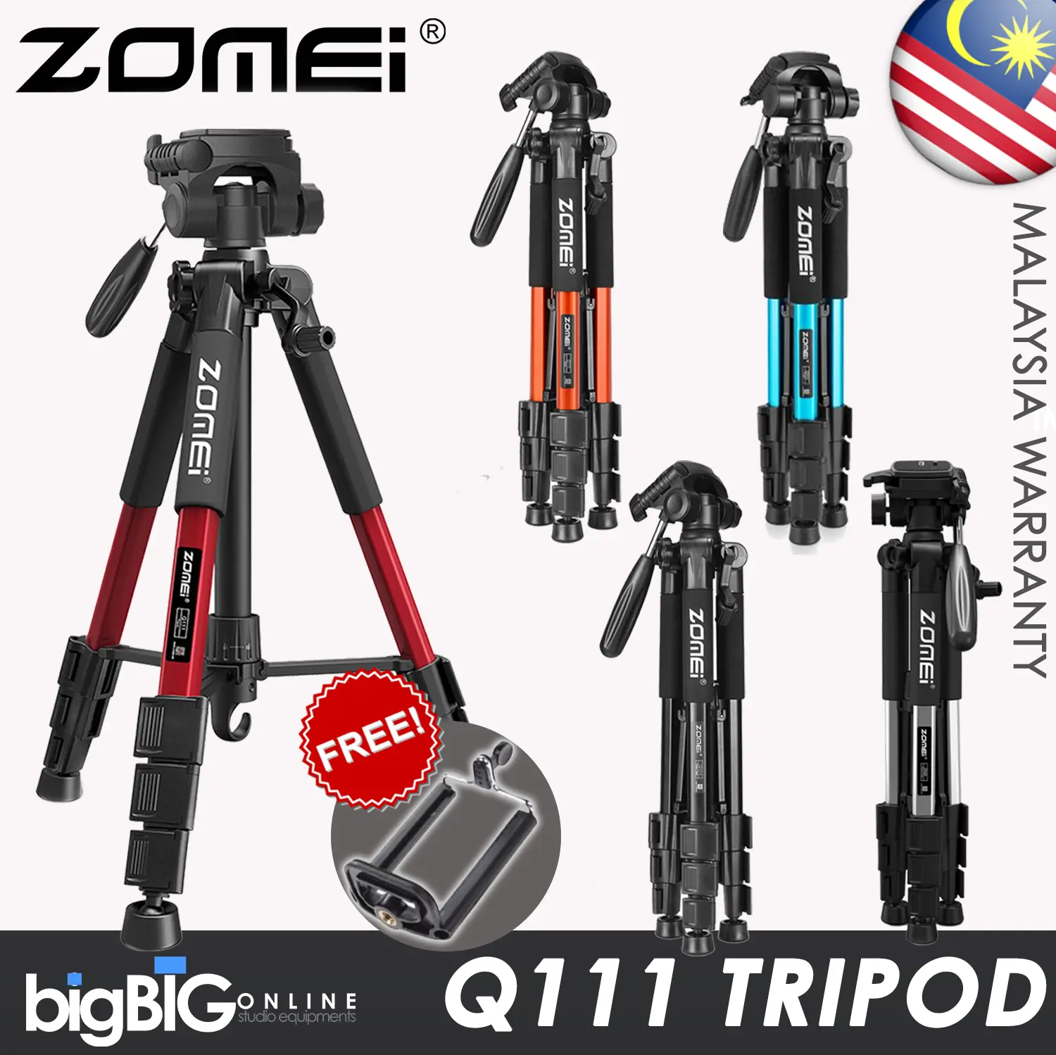 ZOMEI Q111 Profesional Lightweight High Quality Aluminium Tripod Stand for DSLR, Mirrorless Camera, Videocam