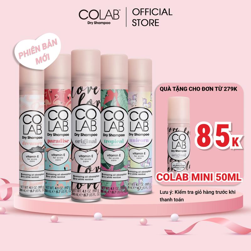 Dầu gội khô Colab dành cho Nữ - Tóc sạch bồng bềnh, vào nếp sau 5s 200ml không bọt trắng