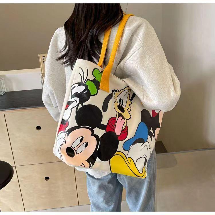Product Introduction of New Mickey canvas bag schoolgirl large capacity cute cartoon goofy dog tote bag shoulder tote bag 13