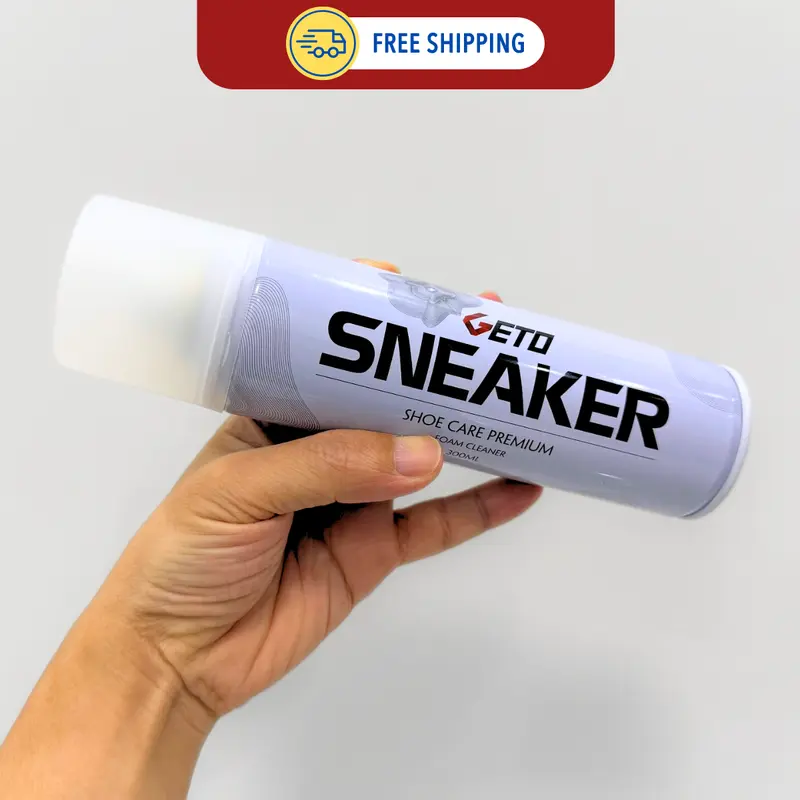 COMBO 2 Chai xịt tạo bọt GETO 300ml TẶNG bàn chải Đa năng , vệ sinh giày Sneaker cao cấp loại bỏ vết bẩn, khử mùi hôi, Nam nữ sử dụng dễ dàng chaixit bot vesinh giay nước  giặt 3
