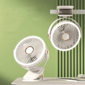 Portable Clip-on Fan, 1 Count USB Rechargeable Mini Personal Cooling Fan, 3-speed Lighting Fan for Desktop Home Office Baby Car Camping