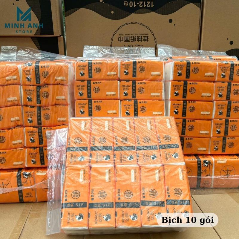  Combo 10 gói Giấy Ăn Rút Gấu Trúc Sipiao Giấy Ăn Trắng Loại 1 Nội Địa Trung 