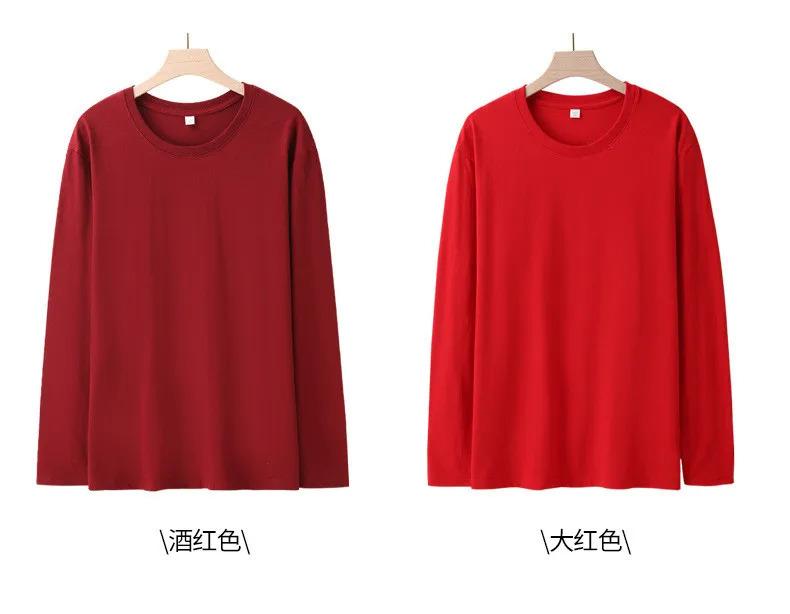 Product Introduction of Long Sleeves T-Shirts Men 100% Cotton Tee Tops Male Autumn Basic Plain Color Tshirts Women Normal Fit Size M-5XL Under Wear Man 8