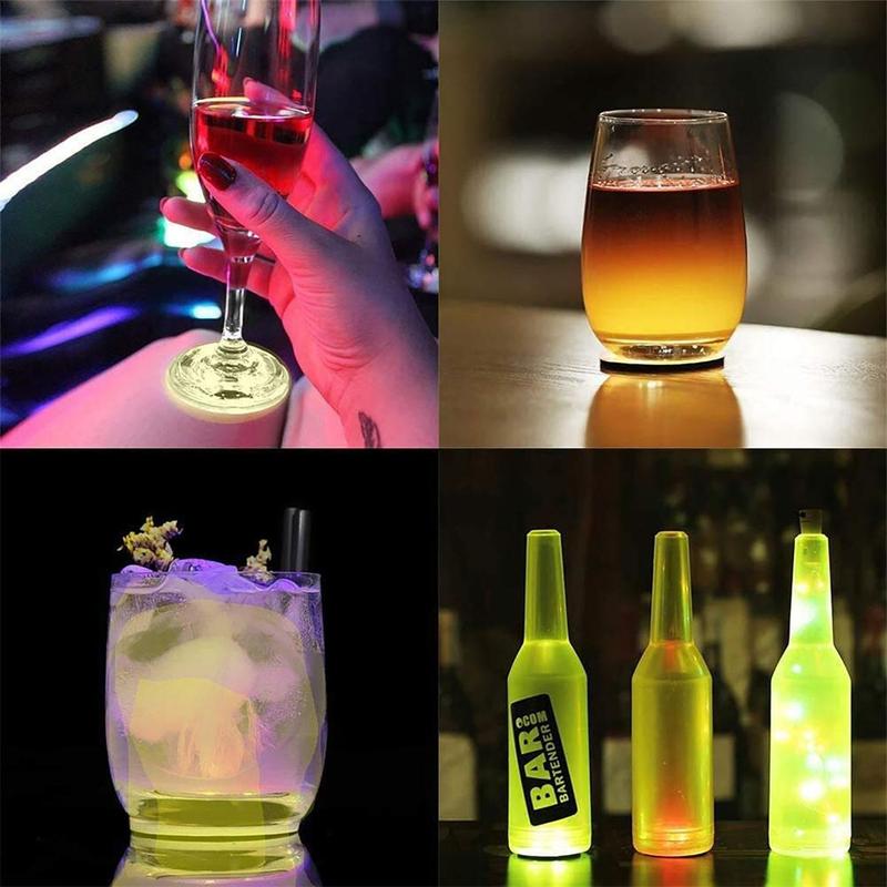 2pcs LED Wine Bottle Coaster, 3 Mode Decorative Bottle Light Coaster, Decor Light Placemat For Party & Bar 4