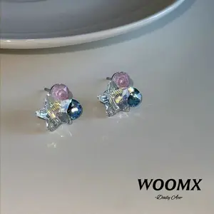 [Woomx] Anting-anting Hiasan Berwarna-warni Khas dengan Bintang Kristal Berwarna A127