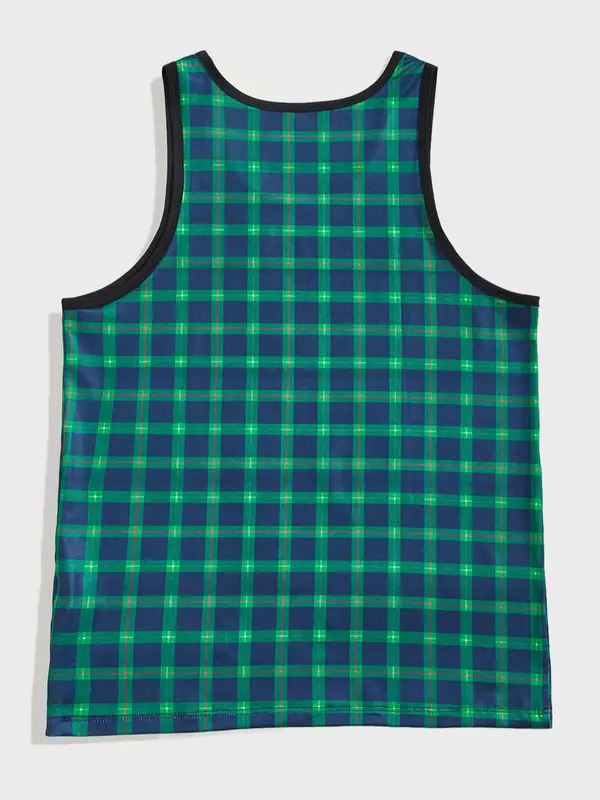Men's Plaid Print Tank Top, Regular Fit Casual Comfy Sleeveless Top for Daily Wear, Men's Clothes for All Seasons 1