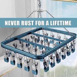 Aluminum alloy 26 clip folding hanger ,clip drying racks, drying socks, discs, multiple clips,clothes rack Organiser Hanging