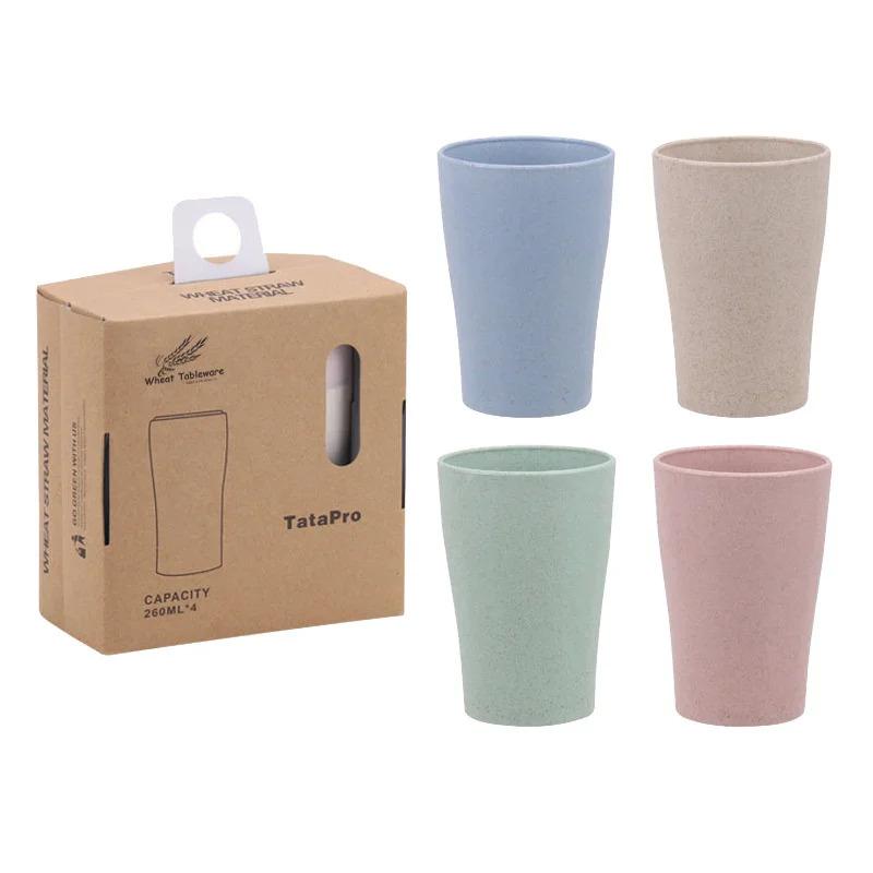 Wheat Straw Water Cup 4Pcs/set Multi-Functional Coffee Glue Plastic Biodegradable Mouthwash Toothbrush Cup Reusable Kids Glass 6