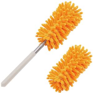 Microfiber Duster for Cleaning, 1 Count Hand Washable Dusters with 2 Replaceable Microfiber Head, Cleaning Supplies for Office, Car, Window, Furniture