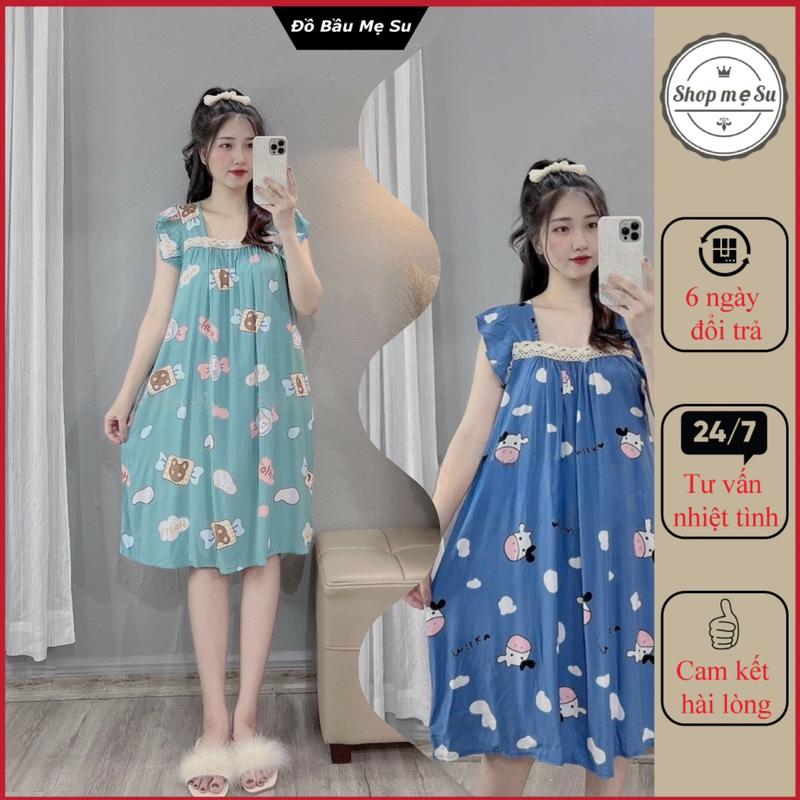 Váy Bầu Hè Ren 2 dây - Chất Liệu Lanh- thoải mái thoáng mát