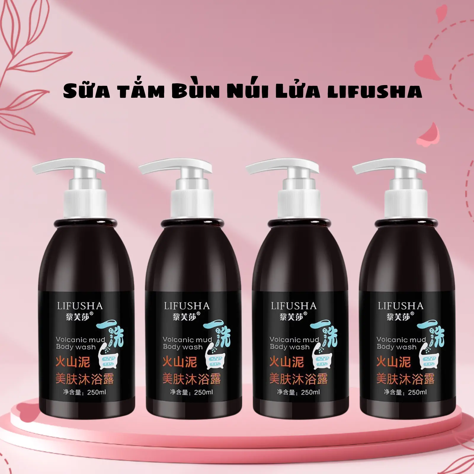 (Combo 1-4) Sữa Tắm làm Trắng Bùn Núi Lửa 250ml Làm Đẹp Da Từ Bùn Núi Lửa, Dưỡng Thể, Dưỡng Ẩm, Dưỡng Body Lifusha -Taki Nội Địa Dưỡng Da Body
