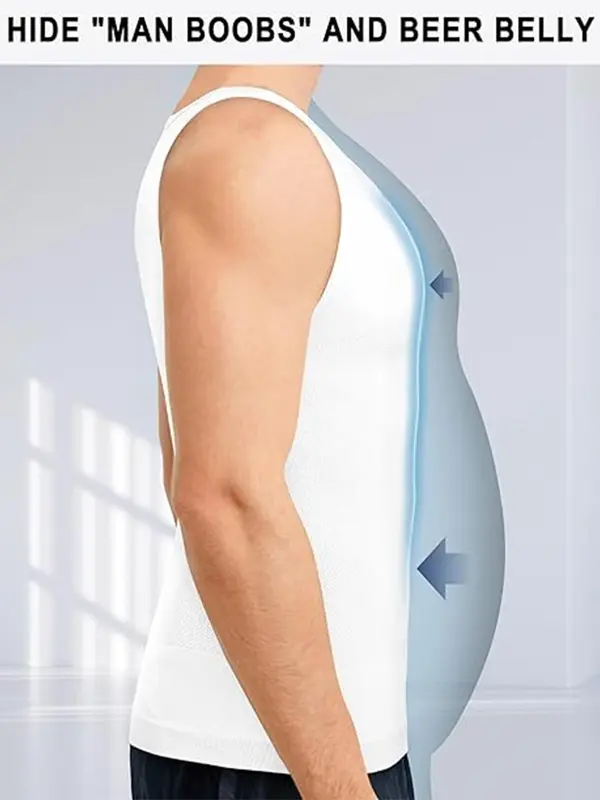 Men's Solid Color Compression Shapewear Vest, Casual Comfortable Breathable Tummy Control Shaper Tank Top, Men's Shapewear Top for Daily Wear 7