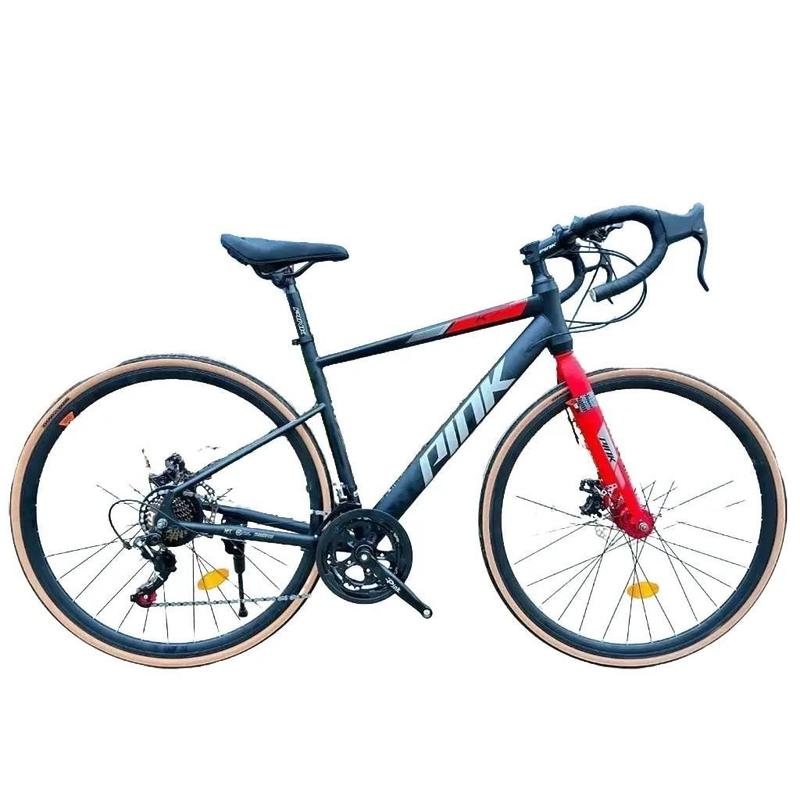 Xe Đạp Road PINK K750 Model 2024 Khung Thép Sơn Tĩnh Điện, Vành 700C, Phanh Đĩa Cơ, Bộ Đề SUNRISE 21 Tốc Độ, Dây Âm Sườn Sports