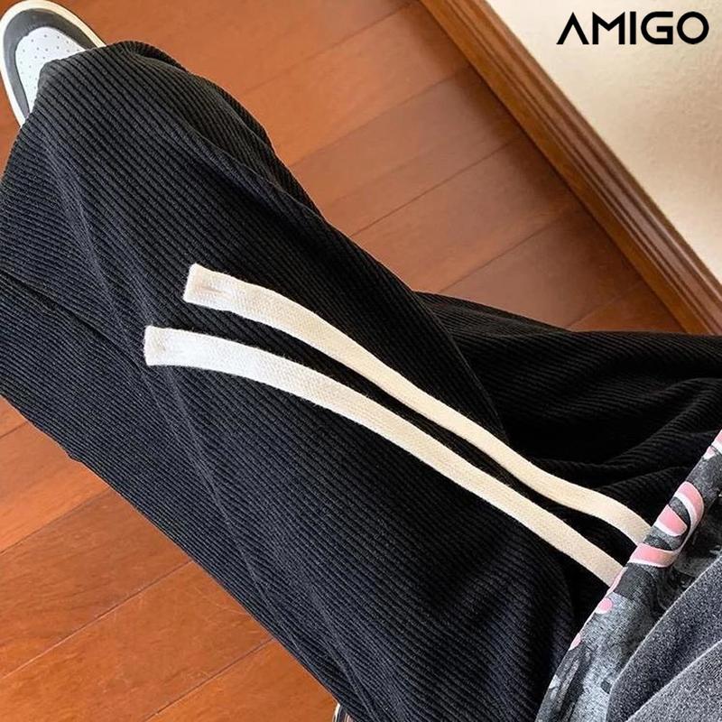 [ Deal Mở Bán ] Quần ống rộng suông dài nam nữ AMIGO chất vải nhung tăm dày dặn mẫu mới kiểu dáng UNISEX cao cấp Pants  Menswear 5
