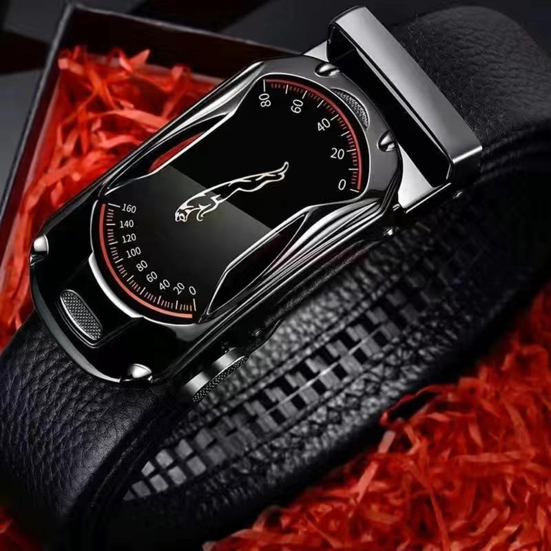 Thắt Lưng Da Báo, Thắt Lưng Nam, Phong Cách Xe Hơi Thể Thao, Khóa Tự Động Công Sở, Làm Bằng Da PU, Thời Trang, Hợp Xu hướng Mới, Thích Hợp Đi Chơi, Thắt Lưng Quần Jean 6