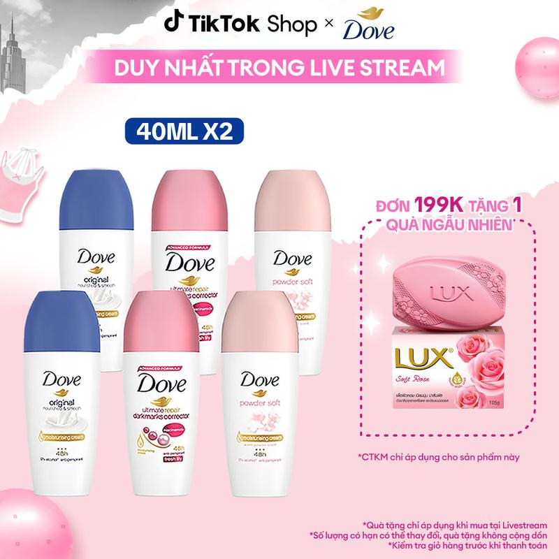 Combo 2 Chai Lăn Khử Mùi Hôi Dove Dưỡng Da Hương Dịu Nhẹ 40mlx2 [1]