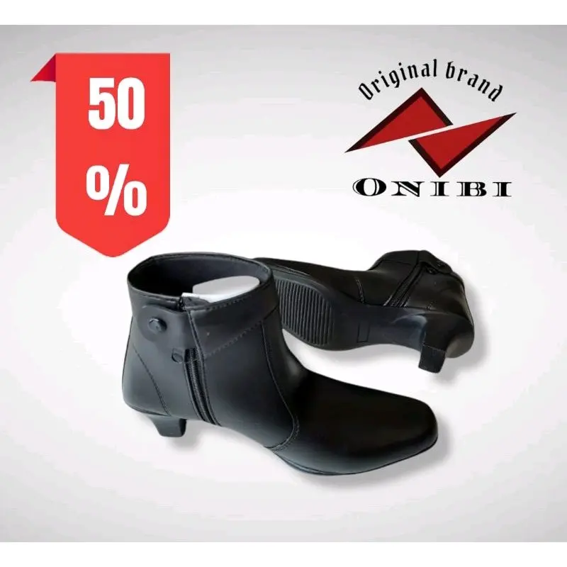 ONIBI Sepatu Boots Formal Wanita Onibi Pdh Bots Resleting Shoes