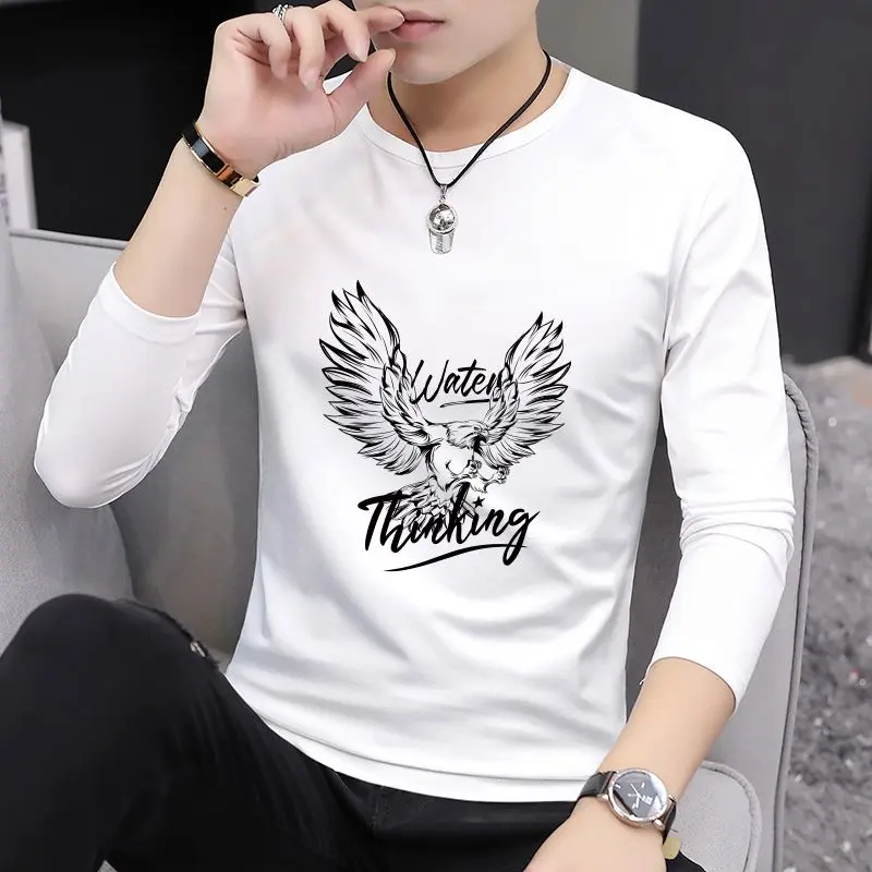 Áo Thun Nam, Dài Tay, Cotton Nguyên Chất, Dáng Ôm, Dễ Phối Đồ Quần Áo Nam, Cổ Tròn, Thời Trang Đơn Giản Và Thường Ngày Thích Hợp Cho Mùa Xuân Và Mùa Thu, Hàng Mới Về Năm 2024