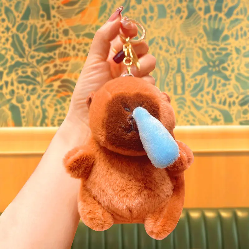 Móc Khoá Capybara Chảy Nước Mũi Siêu Đáng yêu Móc Chìa Khoá Women Móc Khóa Nữ Nhung 4