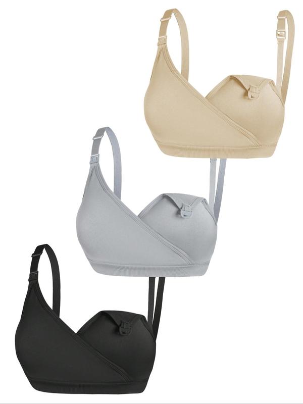 Women's Solid Color Wireless Push Up Anti-Sagging Bra, Comfortable Breathable Nursing Bra for Breastfeeding, Adjustable Strap Design Clip Down Maternity Bra, Maternity Lingerie for All Seasons 0