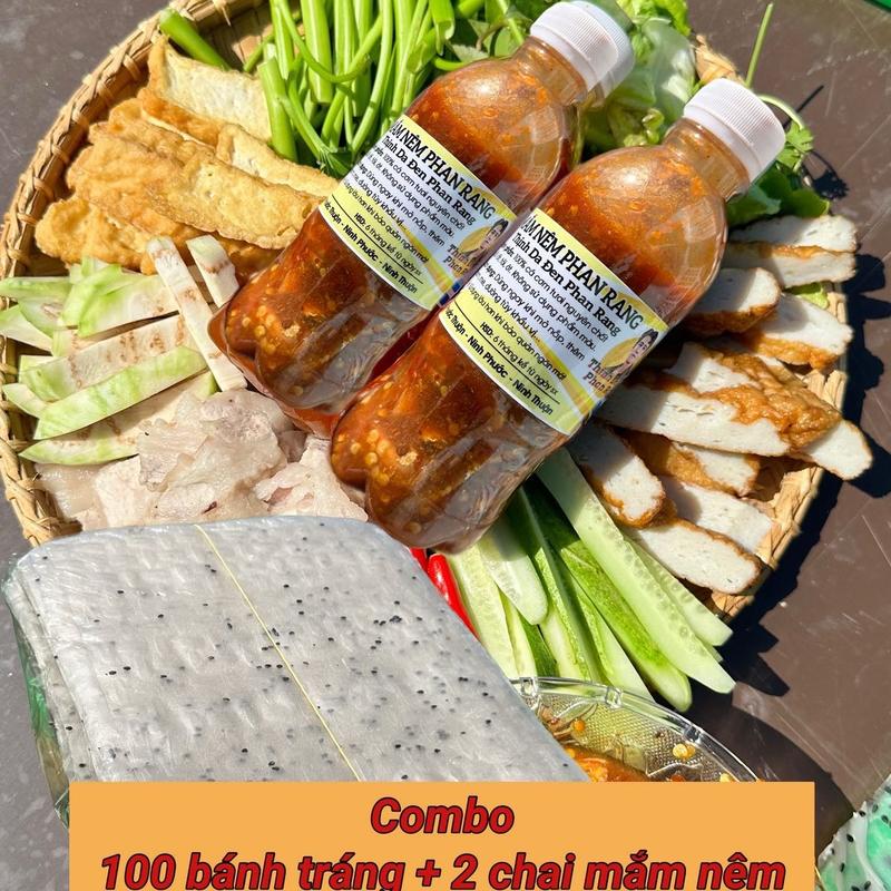 Combo Bánh Tráng Mắm nêm : 100 bánh tráng + 2 chai mắm nêm cá cơm