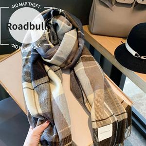 ROADBULLレディースチェック柄タッセルスカーフ,Springのカジュアルで柔らかいらかいらかく暖かいかいかいショール,日常着に合うううファッショナブルなアクセサリー