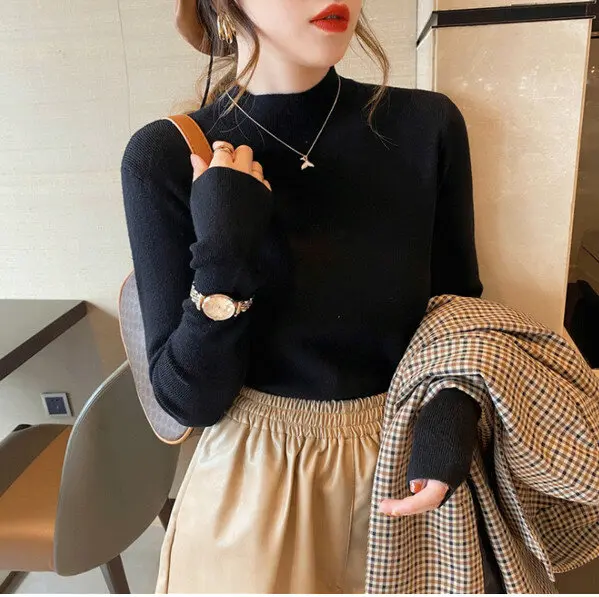 AJW [TC] Atasan Rajut Turtleneck Wanita Lengan Panjang | Iner Rajut Turtleneck Knit | Baju Dalaman Turtleneck 2