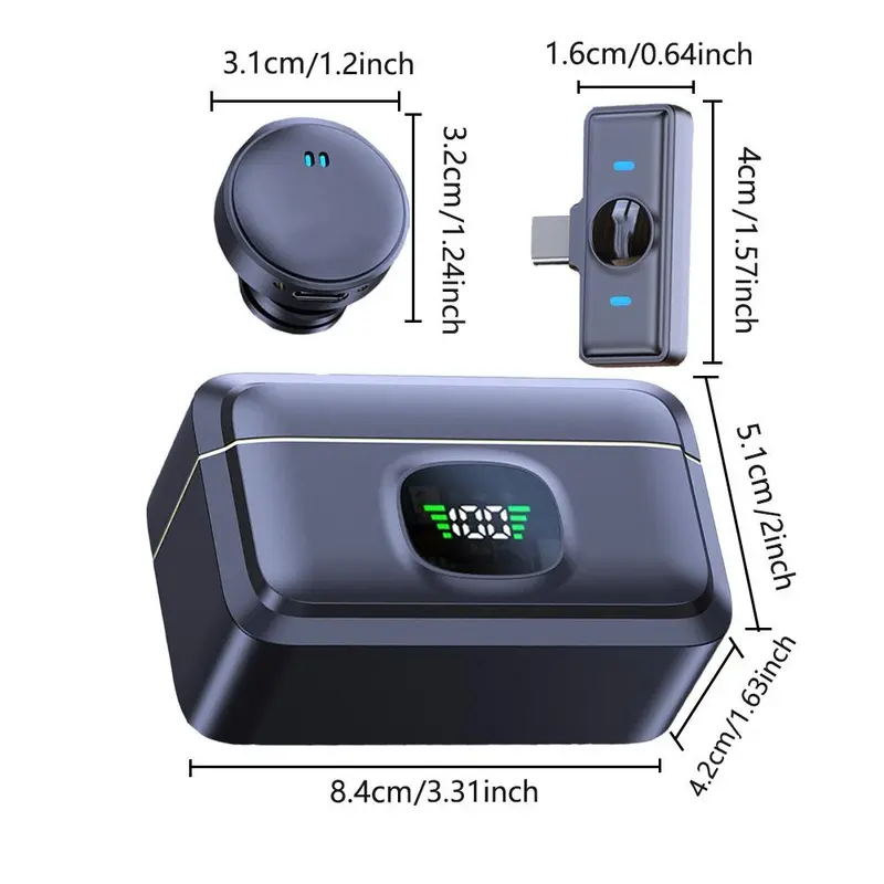 Wireless Lavalier Microphone with Digtal Display Case, Mini Button Wireless Microphones, Professional Wireless Lapel Microphone for Video Recording, Teaching, Interviews, Podcast, Recording Microphone 1