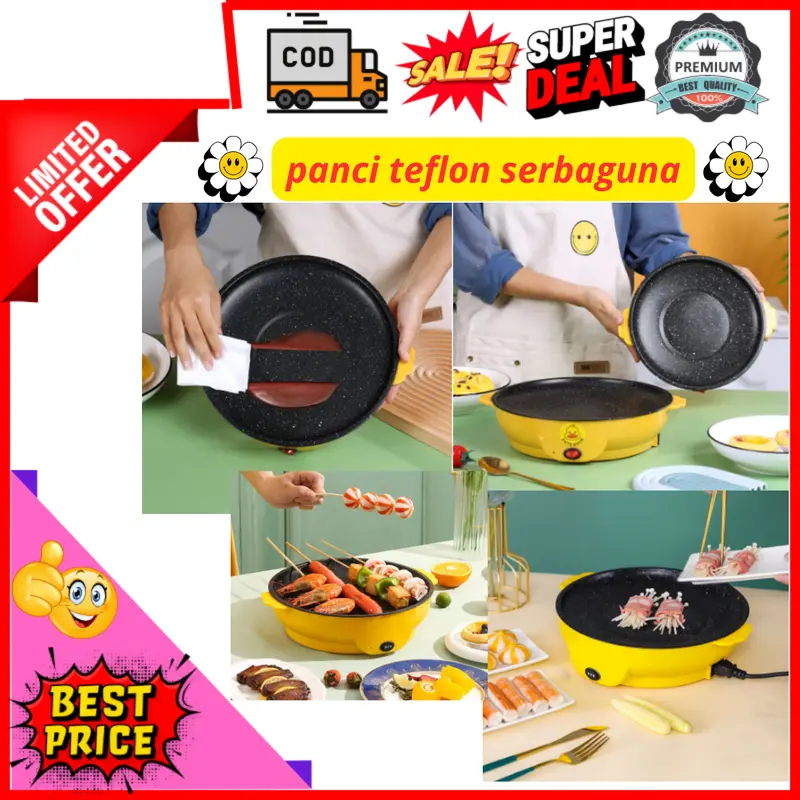 Peralatan Rumah Tangga Wajan Listrik Anti Lengket / Panci Teflon Listrik Elektrik Low Watt / Wajan Teflon BBQ Panggang Anti Lengket Bukan Maxim Non Steamer 0