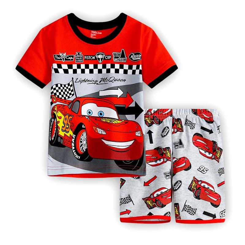 Product Introduction of Summer Children pajamas set Short Sleeve T shirt shorts car boy pyjamas kids Lightning McQueen pajamas cartoon baby sleepwear 10