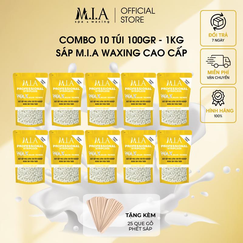 [1Kg Sáp Tặng Que Phết] Combo 1kg Sáp Wax Lông Nóng Cao Cấp M.I.A WAXING wax nách, wax tay chân, wax bikini