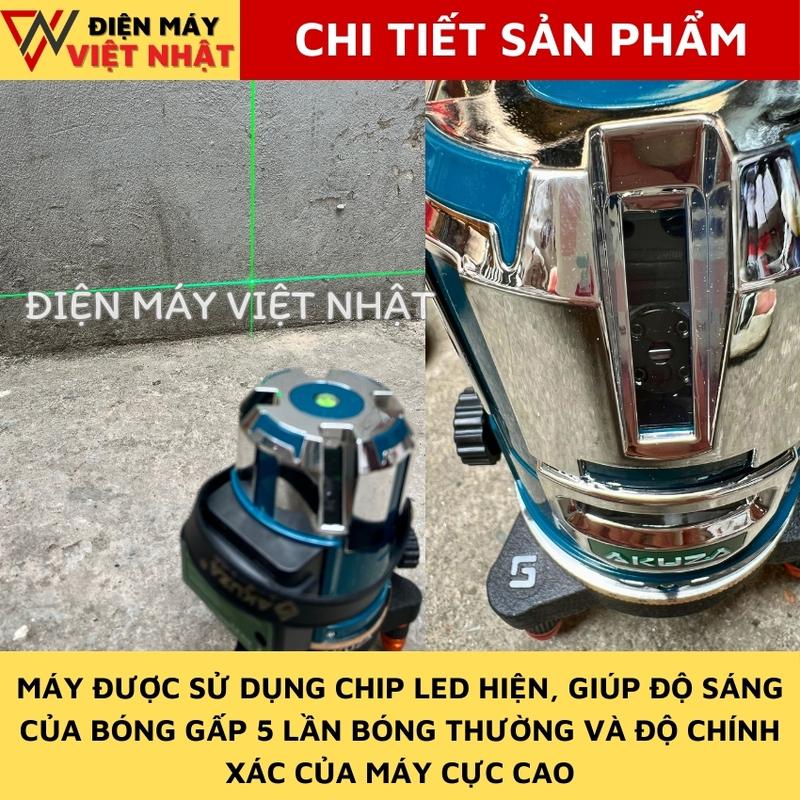 Máy cân bằng laser 5 tia xanh đế xoay tự động Akuza S600X bóng Led 2