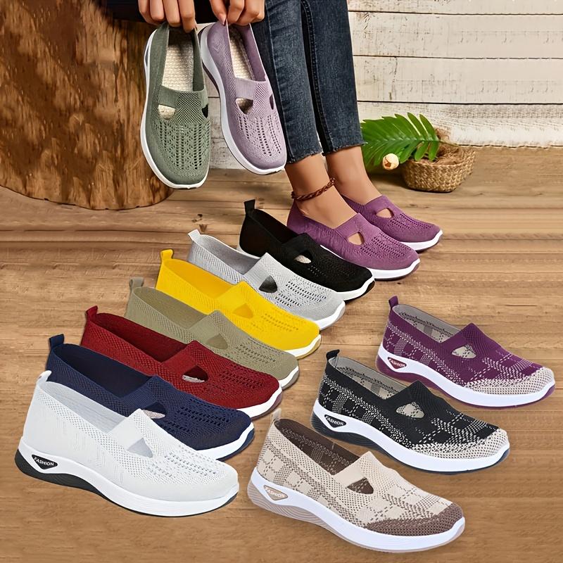 Product Introduction of 1 Pair of Women's Hollow Sneakers-Breathable Lightweight Slip-on Walking Shoes, Non-Slip Soft Sole, Comfortable Textile Lining, Multiple Colors Available-Suitable for All Seasons, Footwear Accessories 1