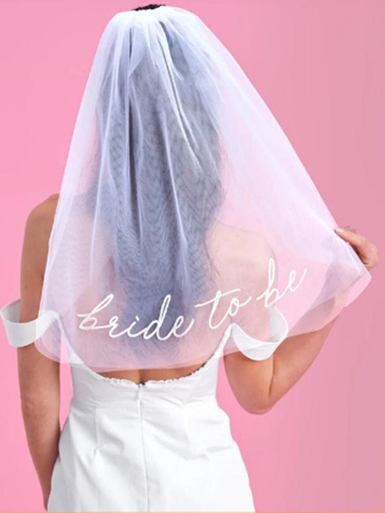 Product Introduction of Bride Veil for Bachelorette Party, White Bridal Veil Headwear Bridal Shower Accessories Gifts for Bride Engagement Supplies 18