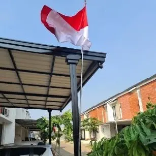 Tiang Bendera Premium 4 meter Galvanis Anti Karat Kail Kerekan Tali