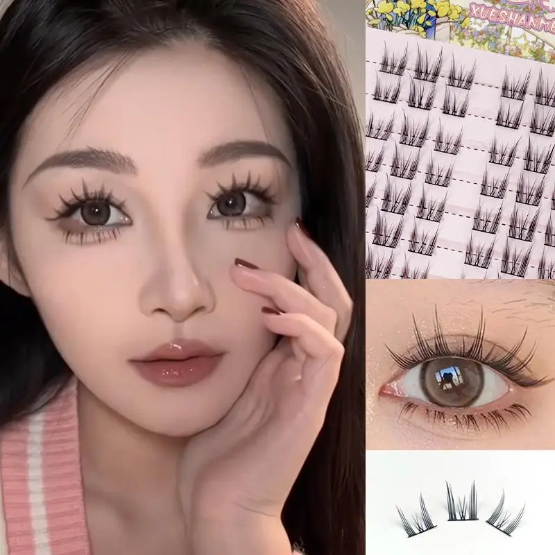 FEPO Hộp 8-10 Hàng Lông Mi Giả 11-12mm tự nhiên Sức Chứa Lớn Chất Lượng Cao Món quà miễn phí Keo dán lông mi + nhíp 4