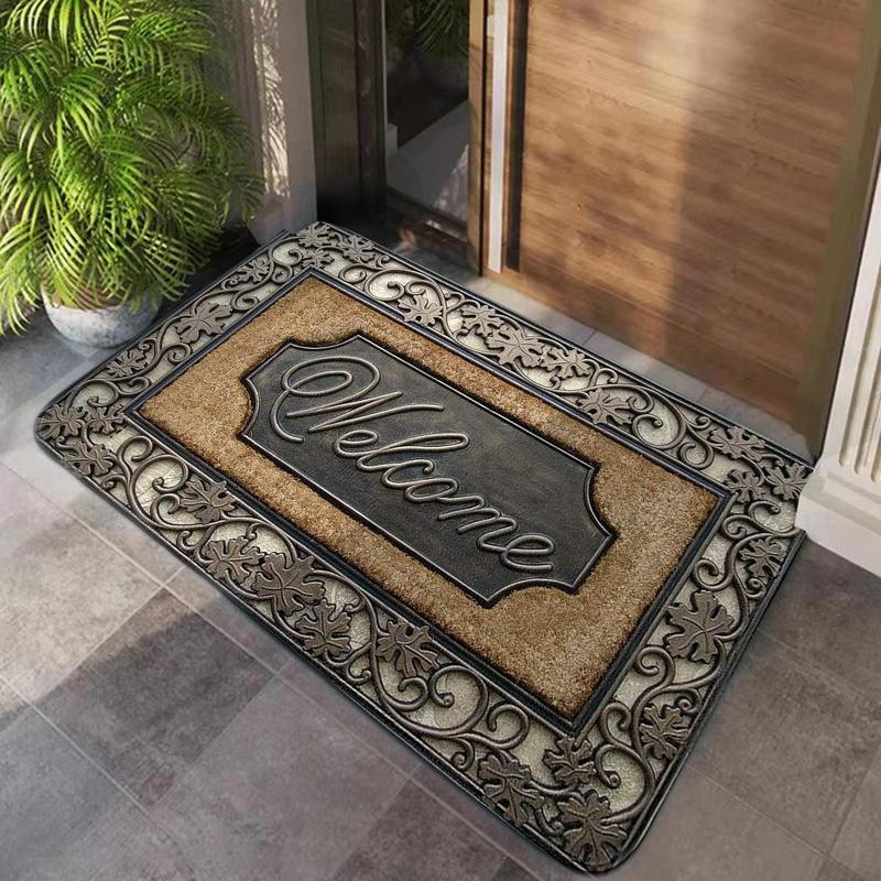 Product Introduction of Vintage Wood Grain Pattern Door Mat, 1 Count Non-slip Soft Floor Mat, Decorative Carpet for Home Living Room  Bedroom Dormitory Hotel 0