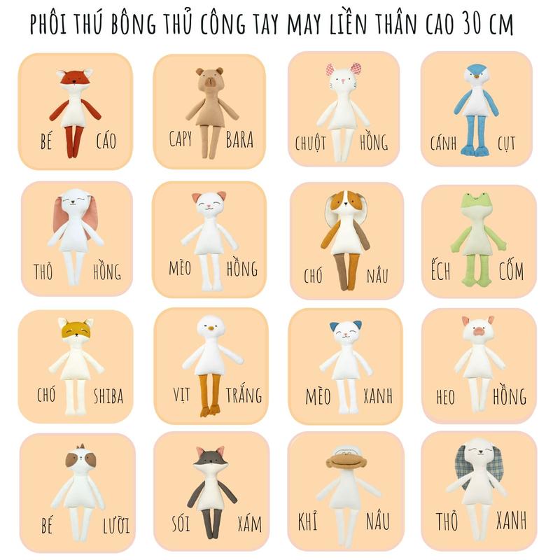 Phôi thú bông vải (nhiều mẫu mã đa dạng) tự phối đồ thay quần áo Tiệm tạp hoá Nhà May Thú Nhồi Bông Đồ Chơi