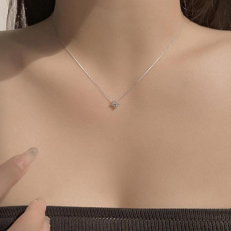 Vòng Cổ Hoa Cỏ Bốn Lá, Phong Cách Cổ Điển Mặt Dây Chuyền Lấp Lánh Nhấp Nháy, Dây Chuyền Xương Đòn Sang Trọng Giá Cả Phải Chăng, Quà Tặng Phong Cách Ins, Dành Cho Bé Gái 3