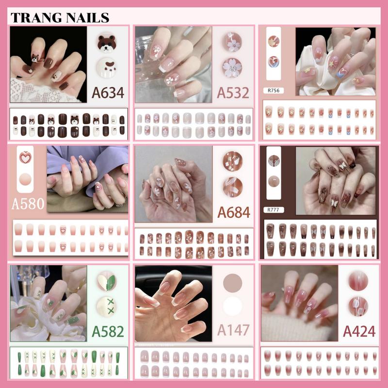 Set 24 móng tay giả xinh xắn Freesize kèm keo dán móng tiện dụng [keo nước] AR-TrangNails