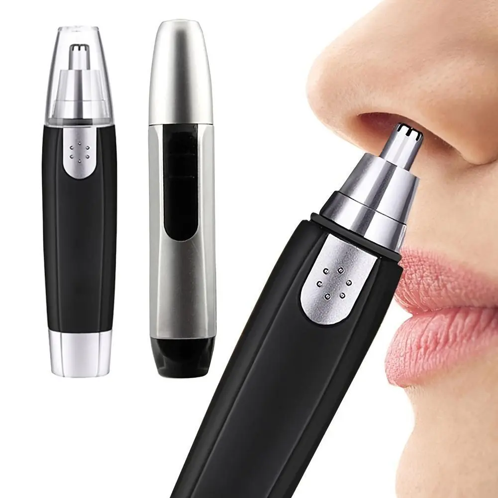1PC Electric Nose Hair Trimmer, Professional Painless Nose And Ear Hair Trimmer For Women Men Waterproof Stainless Steel Head Dual Edge Blades Nose Hair Remover Mute Efficient Battery-Operated Easy Cleansing