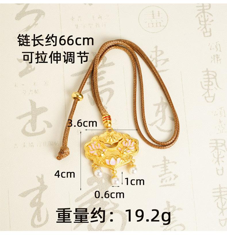Product Introduction of New Vietnam Sand Gold Colorfast Lock of Good Wishes Lotus Imitation Pearl Tassel Necklace Chain National Style Yiwu Accessories tennis bracelet 5
