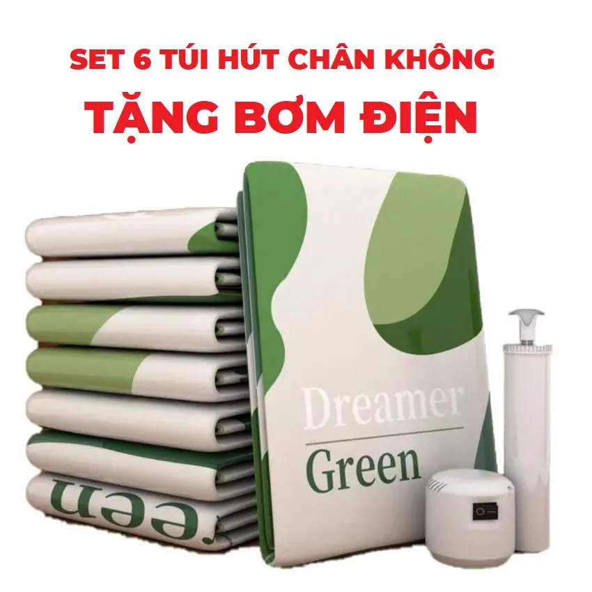 TẶNG BƠM ĐIỆN, Set 6 túi hút chân không đựng chăn màn, quần áo, túi hút chân không cao cấp, dày dặn nhiều kích thước