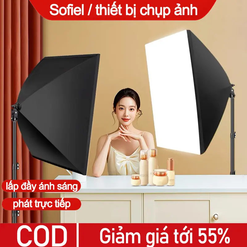 Bộ đèn mềm bốn góc 50*70, đèn chụp ảnh chuyên nghiệp, đèn phụ, điều khiển từ xa, điều chỉnh ánh sáng trợ soft  light