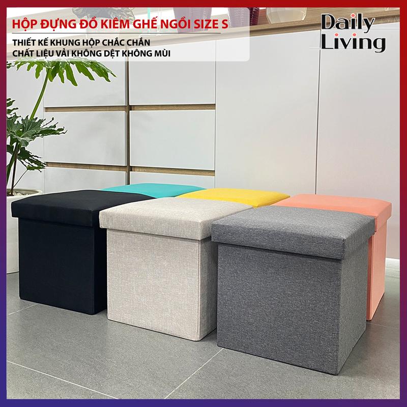 Hộp Đựng Đồ Kiêm Ghế Ngồi Đựng Đồ Đa Năng, Ghế 2 Trong 1 Có Thể Gấp Gọn Vừa Để Đồ Vừa Ngồi Cứng Cáp Size S