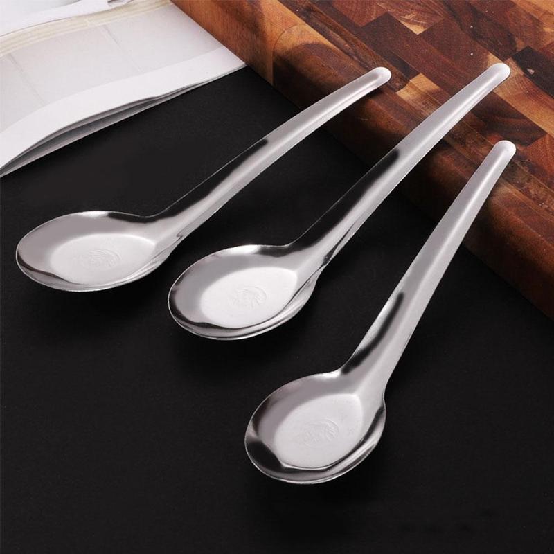 Product Introduction of Spoon 401 Stainless Steel Household Flat Bottom Eating U0Q1 19